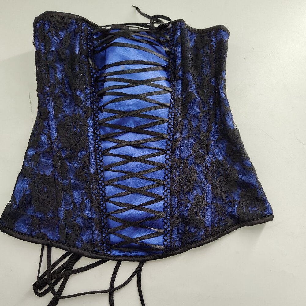 Daisy Corsets Lavish Lace Women's Size L Black/Blue                   P#246@CMK